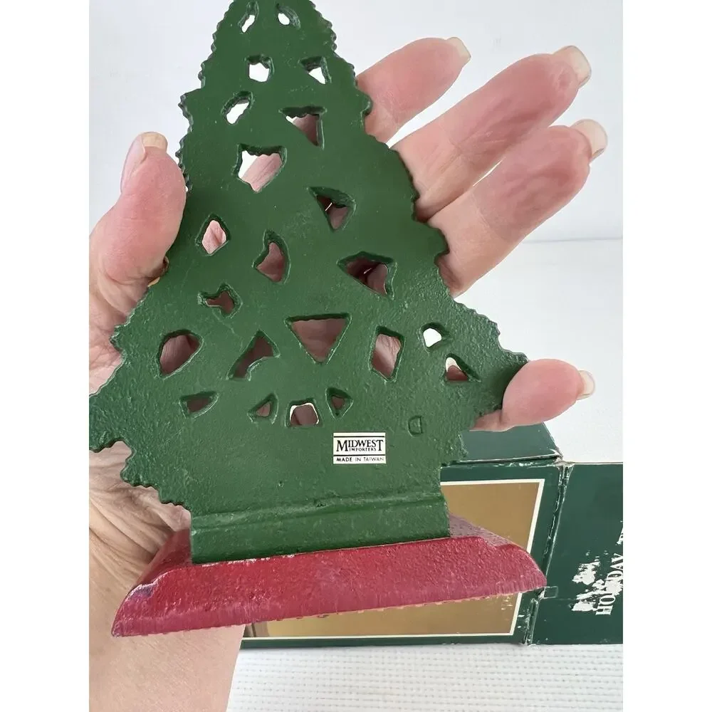 Vtg Midwest Cannon Falls Cast Iron Christmas Tree Holiday Stocking Holder Hanger